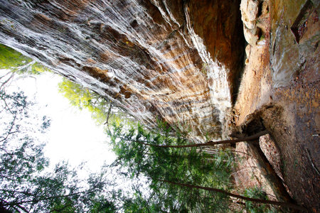 Views at Whispering Cave, Hocking Hills State Park, Ohioの写真素材