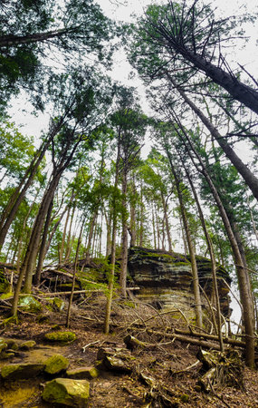 Whispering Cave, Hocking Hills State Park, Ohioの写真素材