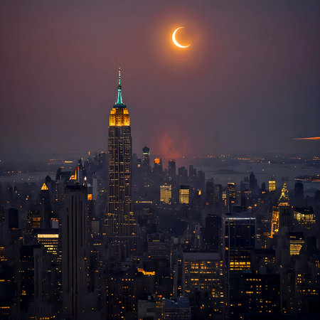 View of a Solar Eclipse Over New York City Generative AI