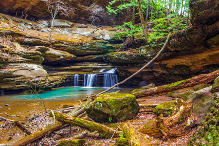 Waterfall, Old Mans Cave, Hocking Hills State Park, Ohio