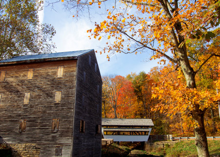 Views at Stebelton Park at Rock Mill in Autumn, Lancaster, Ohioの写真素材