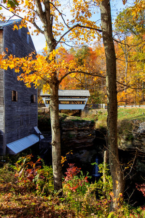 Views at Stebelton Park at Rock Mill in Autumn, Lancaster, Ohioの写真素材