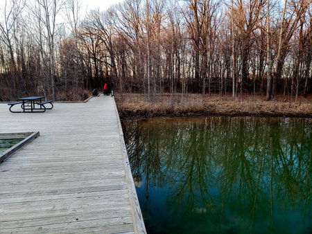 Karrer Pond, Red Trabue Nature Preserve in Late Winter, Dublin, Ohioの写真素材