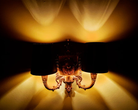 Old Fashioned Sconce with Shadesの写真素材