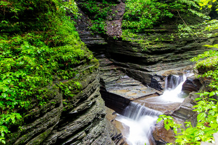 Diamond Falls, Watkins Glen State Park, New Yorkの写真素材