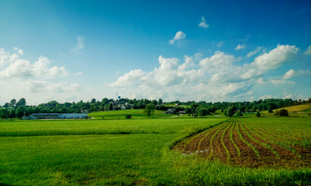 Rural Landscape in Late Spring, Holmes County, Ohioの写真素材