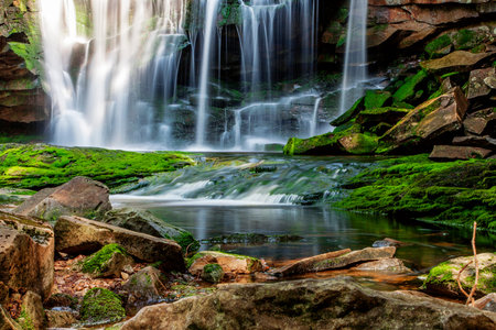 View of Elakala Falls, Blackwater Falls State Park, West Virginiaの写真素材