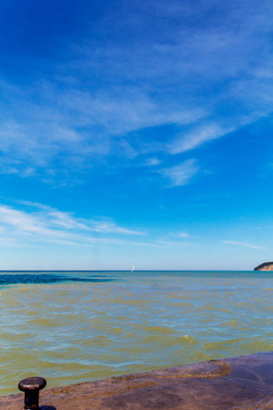 Frankfort Harbor, Frankfort, Michigan in Sumerの写真素材