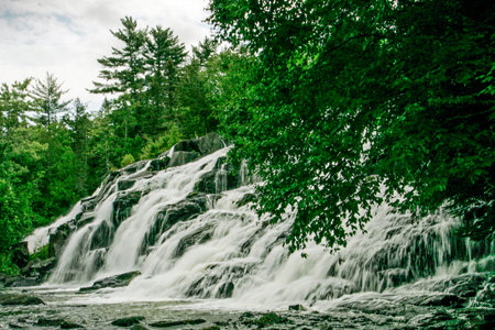 Bond Falls Scenic Site, Trout Creek, Michiganの写真素材