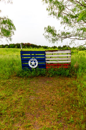 Texas Sign, Bluebonnet Park, Ennis, Texasの写真素材