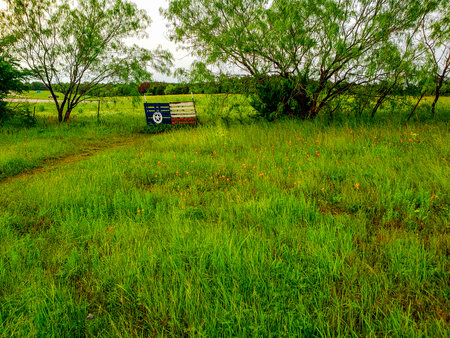 Texas Sign, Bluebonnet Park, Ennis, Texasの写真素材