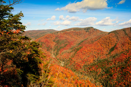 Linville Gorge in Autumn, North Carolinaの写真素材