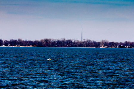 Grand Lake Saint Marys in Winter, Ohioの写真素材