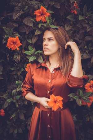 beautiful light-eyed woman in the park