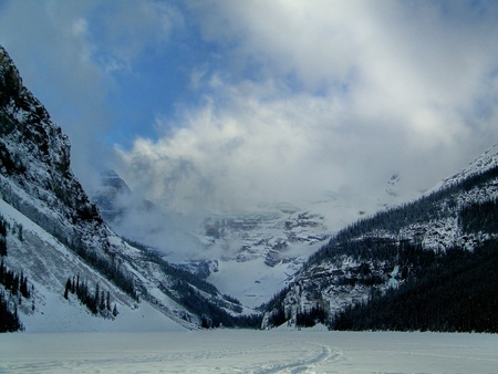 Frozen Lake Louiseの写真素材