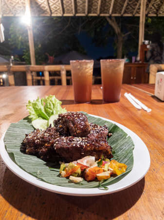 one serving of delicious grilled ribsの写真素材