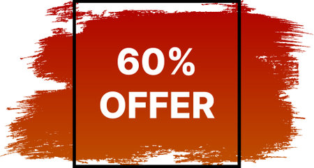 50 percent off. Red brush stroke on white background. Vector illustration.のイラスト素材