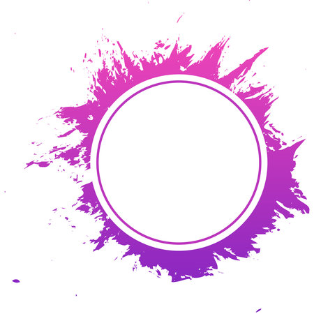 Purple grunge circle frame isolated on white background. Vector illustration.のイラスト素材