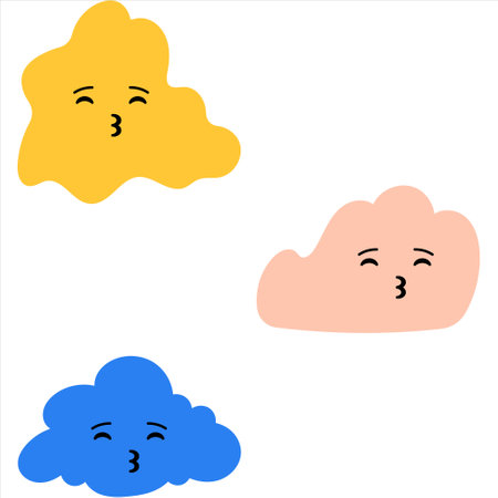 Cloud with face. Clouds collection. clouds. smiling face of clouds. Smiling face. Clouds with smile. Smiling faceのイラスト素材