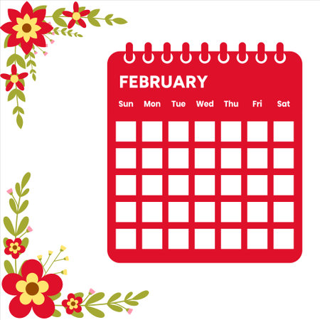 February month calendar. Colorful february month calendar. February month. February calendarのイラスト素材