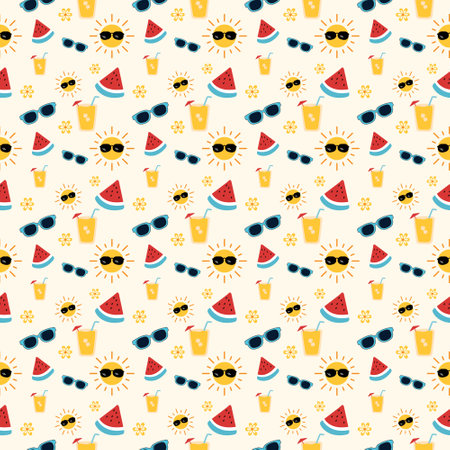 Summer seamless pattern. Summer pattern. beach pattern. Summer. hot sun pattern. seamless patternのイラスト素材