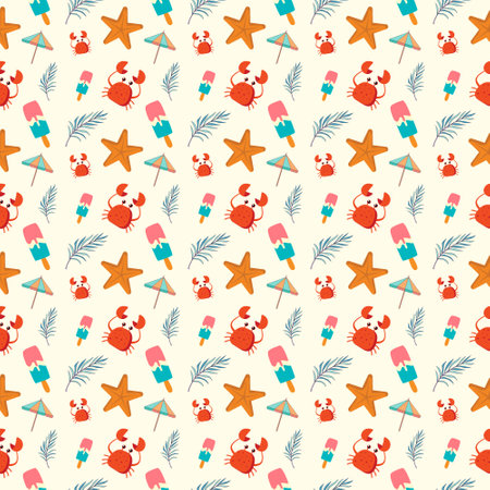 Summer seamless pattern. Summer pattern. beach pattern. Summer. hot sun pattern. seamless patternの写真素材