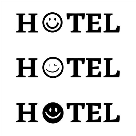 Hotel typography. Collection of hotel. Hotel calligraphy. Hotel title. Hotel. Title of hotelのイラスト素材