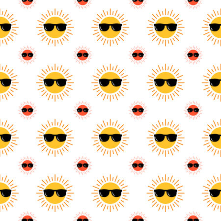 Sun seamless pattern. Colorful sun seamless pattern. Seamless patternのイラスト素材