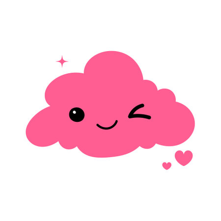 Cloud face. Cloudy face. Lovely face. Colorful face of a cloud. Rainy cloud. Love face. Loveのイラスト素材