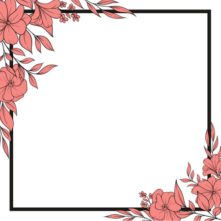 Flower design background. Flower background. Flower design. Flower border design. Flower templateのイラスト素材