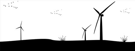 Windmill background design. Windmill background. Renewable energy background. Environment backgroundのイラスト素材