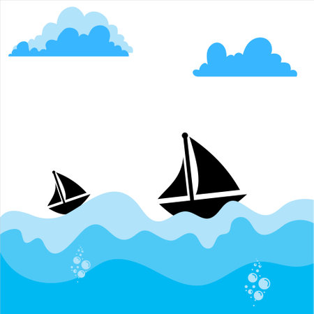 Sea background. Water background. waves background design. ship in sea. sea backgroundのイラスト素材
