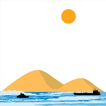 Sea background. Water background. waves background design. ship in sea. sea backgroundのイラスト素材