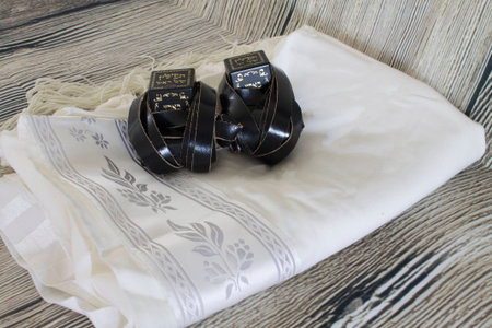 religion Jewish objects on woody background