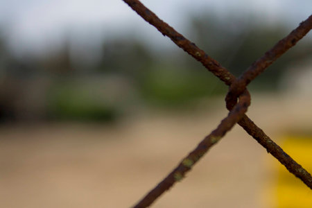 close up on A rusted fenceの写真素材