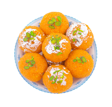 Indian Sweet Motichoor laddoo Also Know as Bundi Laddu or Motichur Laddoo Are Made of Very Small Gram Flour Balls or Boondis Which Are Deep Friedの写真素材