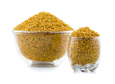 Fenugreek Seeds or Methi Isolated on White Backgroundの写真素材