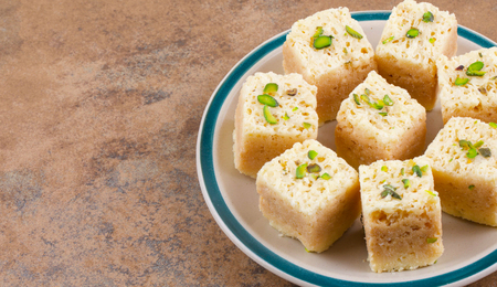 Indian Traditional Famous Sweet Food Mysore Pak or Mysoor Pakの写真素材