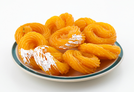 Paneer Jalebi, also Know as Chhena Jalebi, Chhena Jilapi or Zulbia is a Indian Sweet Foodの写真素材