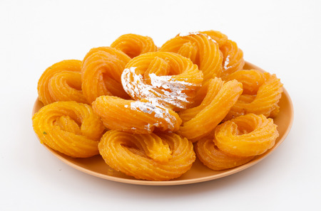 Paneer Jalebi, also Know as Chhena Jalebi, Chhena Jilapi or Zulbia is a Indian Sweet Foodの写真素材