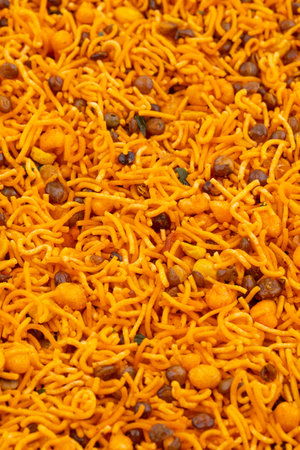 Indian Traditional Spicy Namkeen Food Backgroundの写真素材