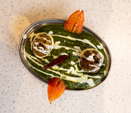 Indian Spicy Cafe And Restaurant Food on Tableの写真素材