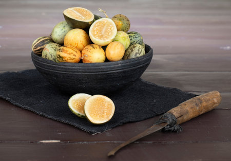 Organic Fresh Healthy Vegetable Yellow Cucumbers or Yellow Pumpkinの写真素材