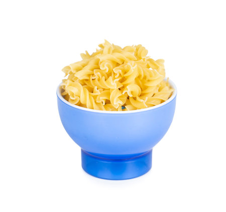 Fresh Raw Pasta on White Backgroundの写真素材