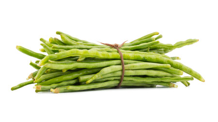 Heap of Green Beans Also Called Snap Beans or String Beans isolated on White Backgroundの写真素材