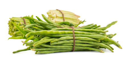 Green Beans With Others Vegetables Also Called Snap Beans or String Beans isolated on White...