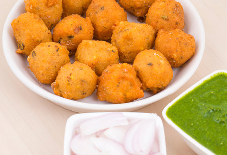 Indian Spicy Street Food Dal Vada Also Know as Moong Dal Vada, Pakoda, Pakode, Pakore, Moong Vada,...