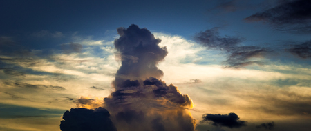 big cloud in the sunsetの写真素材
