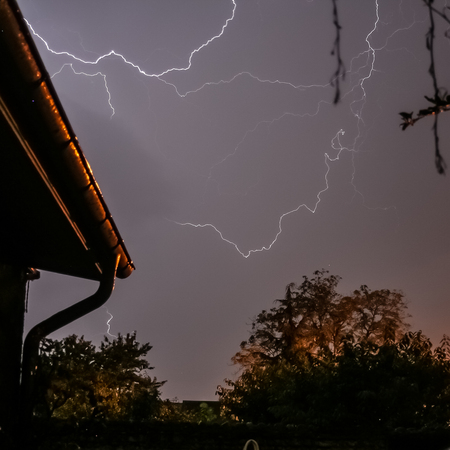 big storm in the nightの写真素材