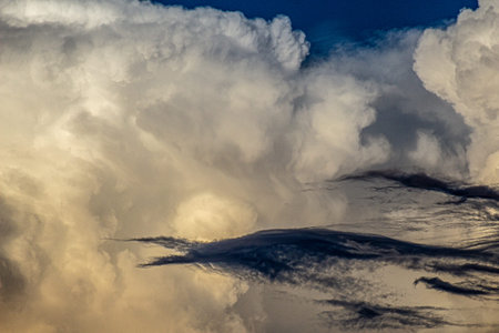 Cloudscape, Colored Clouds at Sunset near the Ocean in a Tropical Climate